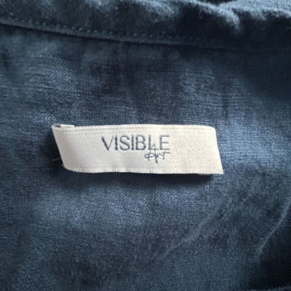 Visible Art Womens Blue Linen Short Sleeve Tiered Dress Large Pullover Casual - Picture 3 of 11